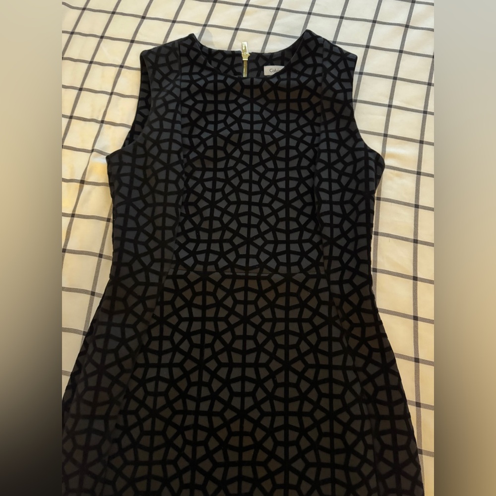 Chic Black Geometric Pattern Mini Dress